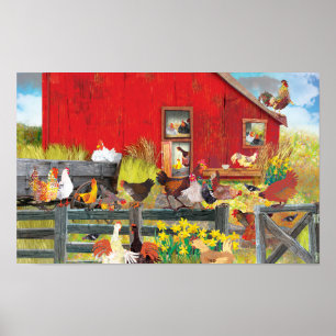 Chickens on the Farm Poster
