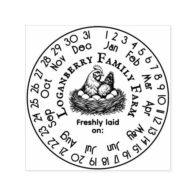 Chickens Perpetual Calendar Freshness Date #3I Self-inking Stamp (Design)