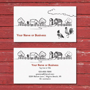 Chickens Rooster and Hen Charming Country Farm Business Card