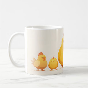 Chickens (rooster, hen and chicks) coffee mug