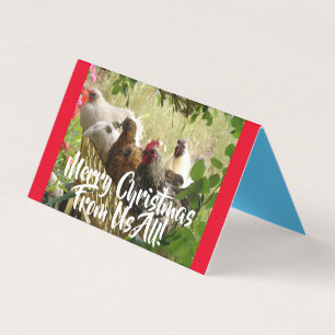 Chickens Roosters Merry From Us Christmas Card set