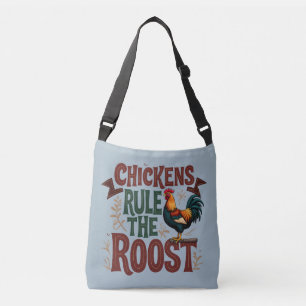 Chickens Rule the Roost Rustic Farm Illustration Crossbody Bag