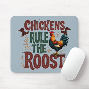 Chickens Rule the Roost Rustic Farm Illustration Mouse Pad