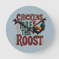 Chickens Rule the Roost Rustic Farm Illustration