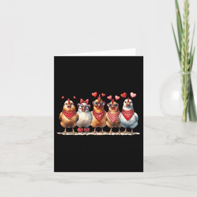Chickens Valentines Day Love Valentine Cute Hearts Card (Front)