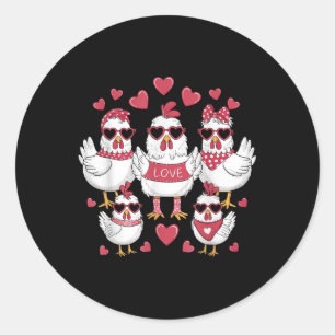 Chickens Valentines Day Love Valentine Cute Hearts Classic Round Sticker