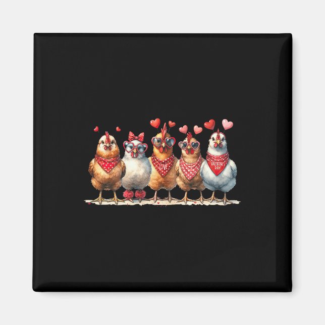 Chickens Valentines Day Love Valentine Cute Hearts Magnet (Front)