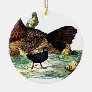 Chickens Vintage Animal Ceramic Ornament