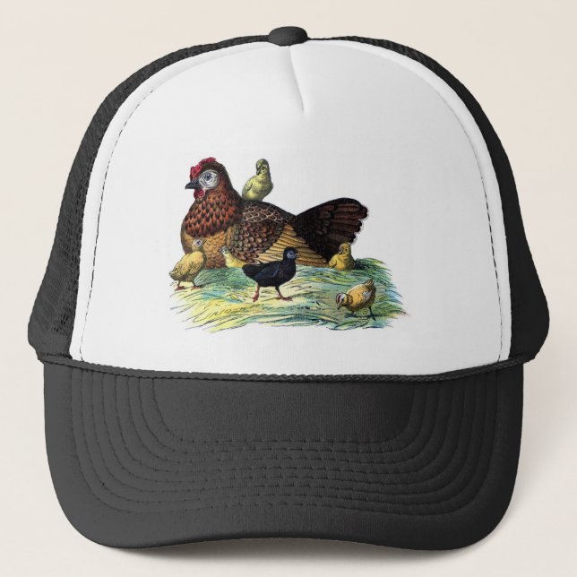 Chickens Vintage Animal Trucker Hat (Front)