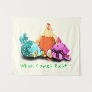 Chickens Waiting Egg To Hatch Funny Kids Tapestry