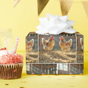 Chickens Wearing Eyeglasses In a Sunny Barn Wrapping Paper