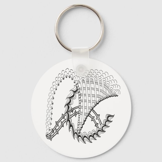 Chickenwheel Abstract Doodle Key Ring (Front)