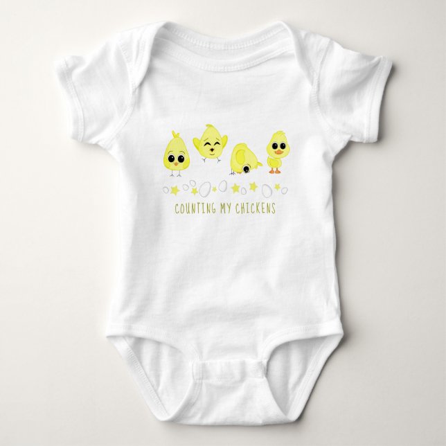 Chicks and Duckling Counting My Chickens Saying Baby Bodysuit (Front)