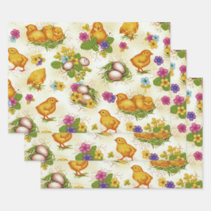 Chicks and Easter Eggs Wrapping Paper Sheet