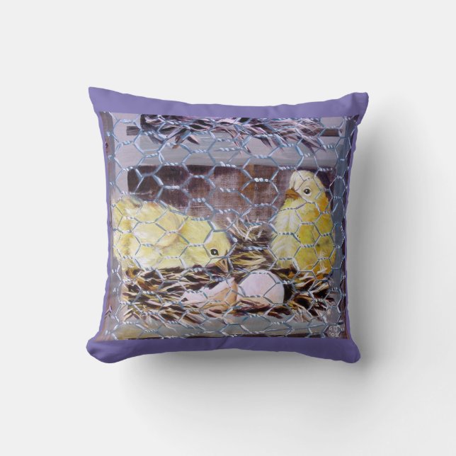 CHICKS AND EGGS THROW PILLOW (Front)