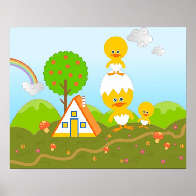 Chicks and orange tree poster (Front)