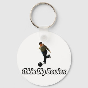 Chicks Dig Bowlers Key Ring