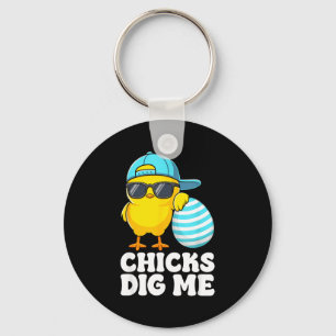 Chicks dig easter toddler boys men happy easterChi Key Ring