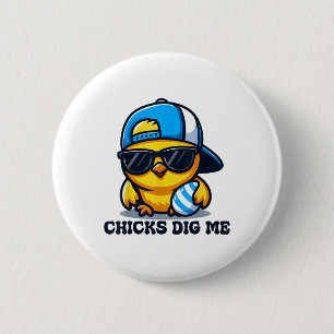 Chicks Dig Me Easter Funny Easter For Toddler Boys 6 Cm Round Badge