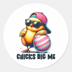 Chicks Dig Me Easter Funny Easter For Toddler Boys Classic Round Sticker