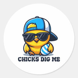 Chicks Dig Me Easter Funny Easter For Toddler Boys Classic Round Sticker