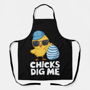 Chicks Dig Me Easter Funny Egg Hunt Apron
