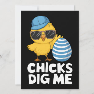 Chicks Dig Me Easter Funny Egg Hunt Invitation