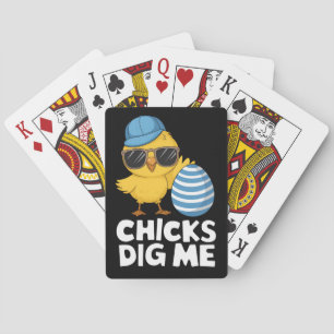 Chicks Dig Me Easter Funny Egg Hunt Playing Cards