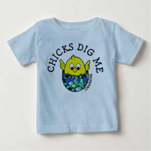 Chicks Dig Me Easter Spring Romper Egg Blue boys Baby T-Shirt