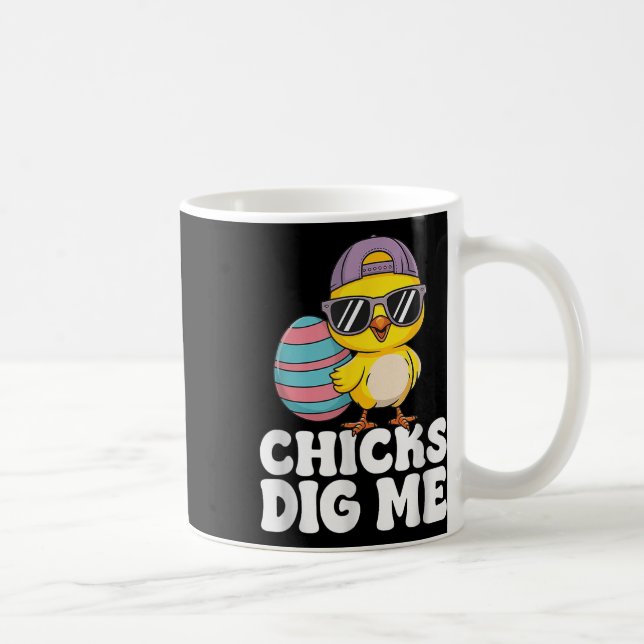 Chicks Dig Me Easter Toddler Boys Men Easter Funny Coffee Mug (Right)