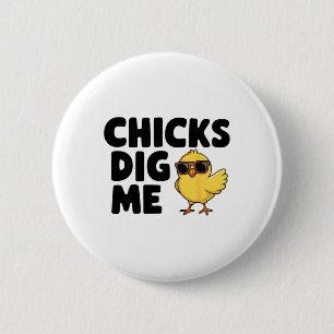 Chicks Dig Me Easter Toddler Boys Men Happy Easter 6 Cm Round Badge