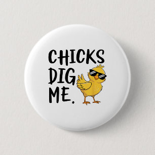 Chicks Dig Me Easter Toddler Boys Men Happy Easter 6 Cm Round Badge