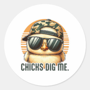 Chicks Dig Me Easter Toddler Boys Men Happy Easter Classic Round Sticker
