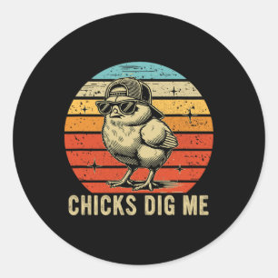 Chicks Dig Me Easter Toddler Boys Men Happy Easter Classic Round Sticker