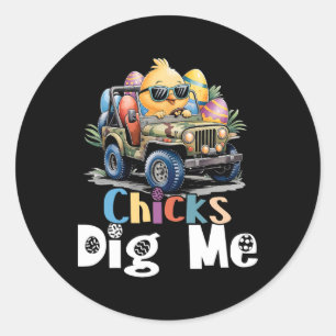 Chicks Dig Me Easter Toddler Boys Men Happy Easter Classic Round Sticker