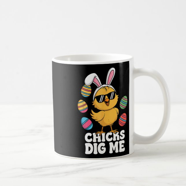 Chicks Dig Me Easter Toddler Boys Men Happy Easter Coffee Mug (Right)