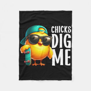 Chicks Dig Me Easter Toddler Boys Men Happy Easter Fleece Blanket