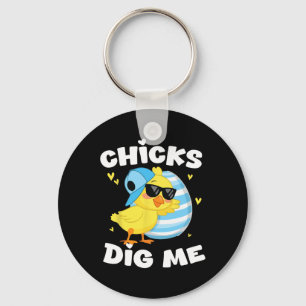 Chicks Dig Me Easter Toddler Boys Men Happy Easter Key Ring
