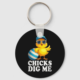 Chicks Dig Me Easter Toddler Boys Men Happy Easter Key Ring