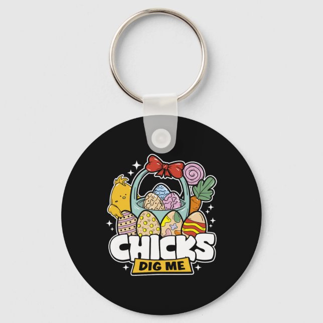 Chicks Dig Me Easter Toddler Boys Men Happy Easter Key Ring (Front)