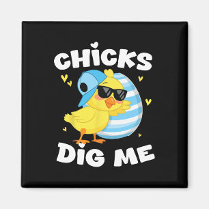 Chicks Dig Me Easter Toddler Boys Men Happy Easter Magnet