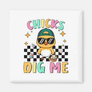 Chicks Dig Me Easter Toddler Boys Men Happy Easter Magnet