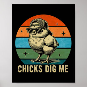 Chicks Dig Me Easter Toddler Boys Men Happy Easter Poster