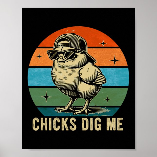Chicks Dig Me Easter Toddler Boys Men Happy Easter Poster (Front)
