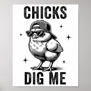 Chicks Dig Me Easter Toddler Boys Men Happy Easter Poster