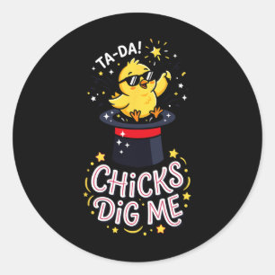 Chicks Dig Me Funny By Chick Sungles Retro Cute _2 Classic Round Sticker
