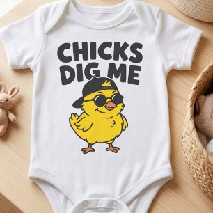 Chicks Dig Me Funny Cute Easter Chick  Baby Bodysuit