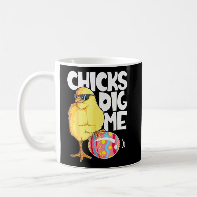 Chicks Dig Me Funny Easter Egg Hunting Hunter Boys Coffee Mug (Left)