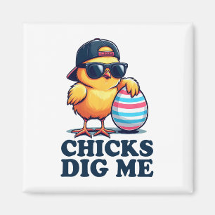 Chicks Dig Me Funny Easter Toddler Boys Kid Happy Magnet
