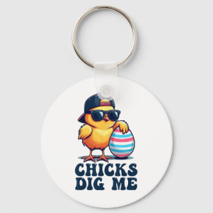 Chicks Dig Me Funny Easter Toddler Boys Men Happy Key Ring